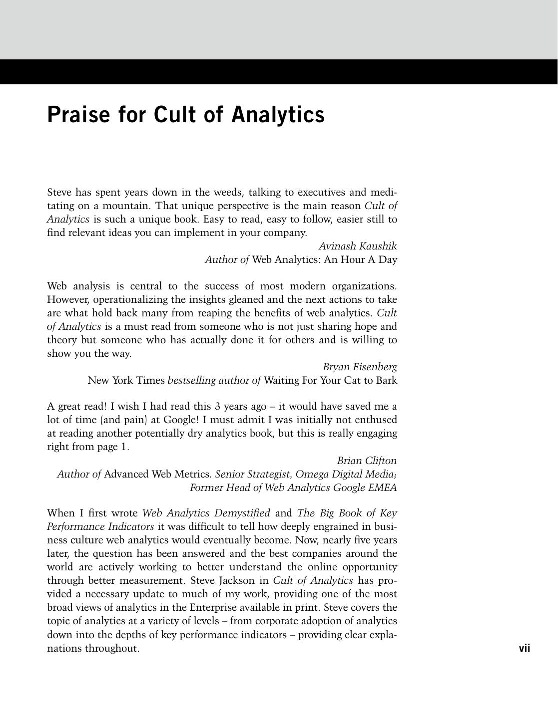 Steve Jackson Cult of Analytics Driving online marketing strategies using web analytics Emarketing Essentials 2009