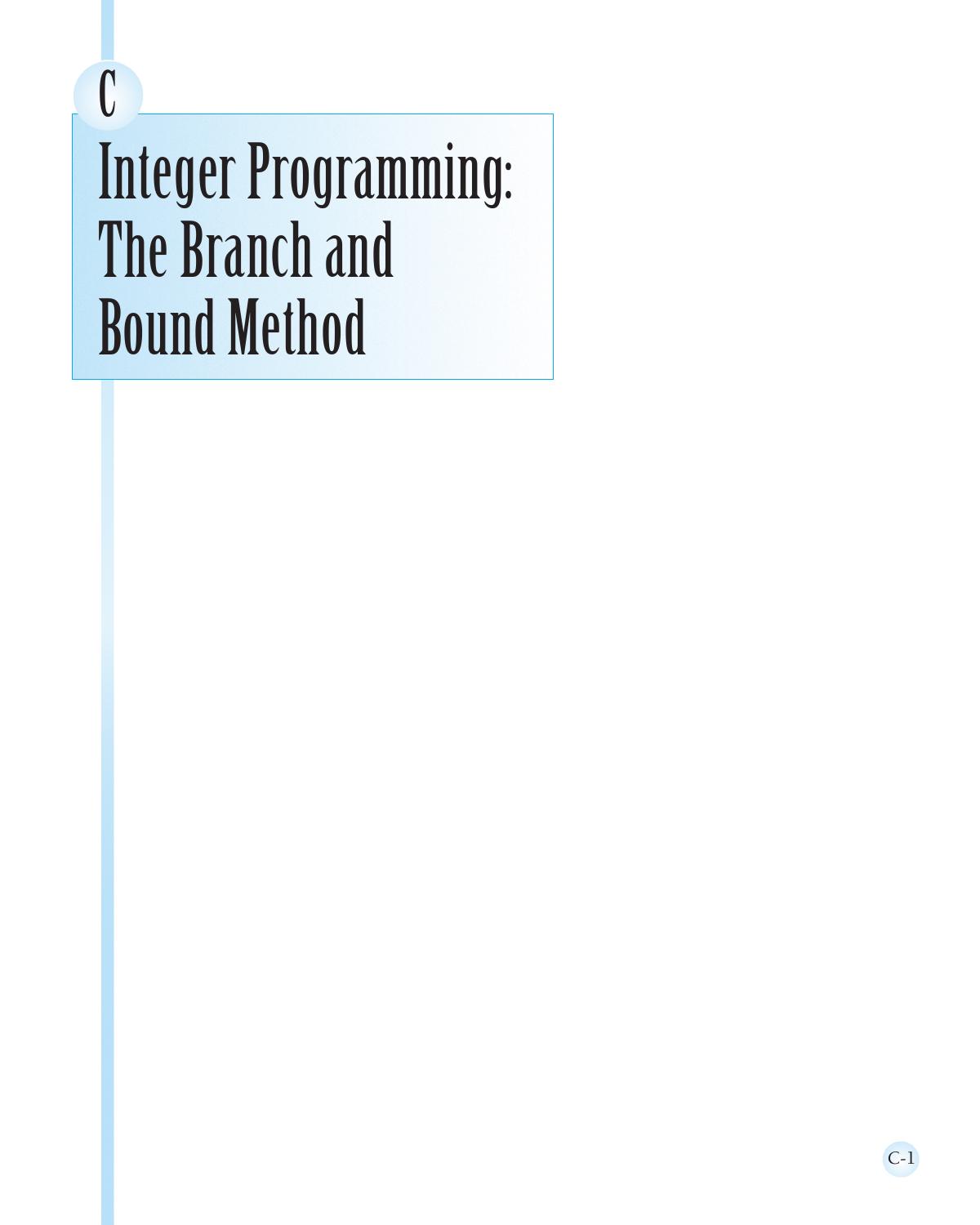 TaylorB module c Integer Programming