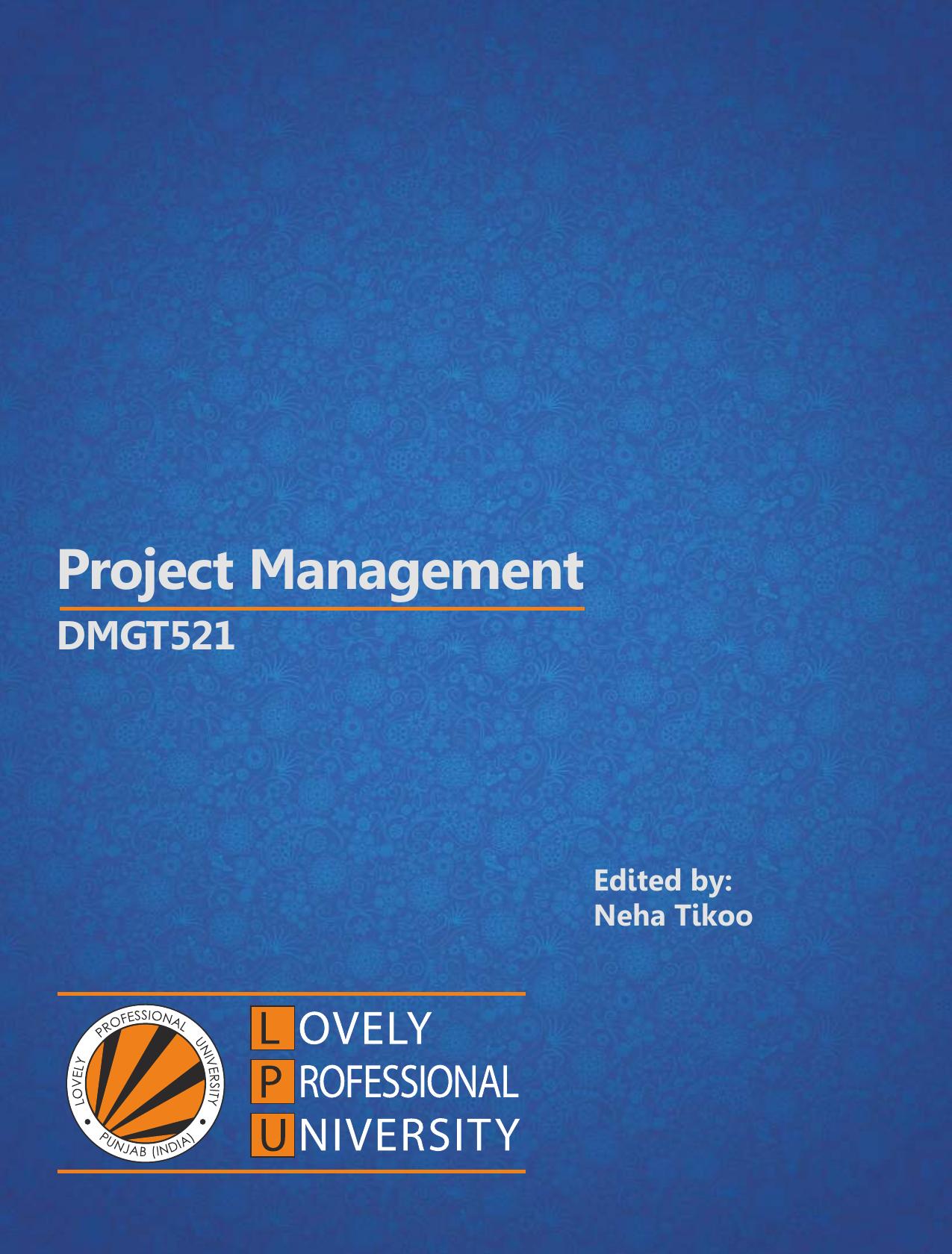 DMGT521 PROJECT MANAGEMENT