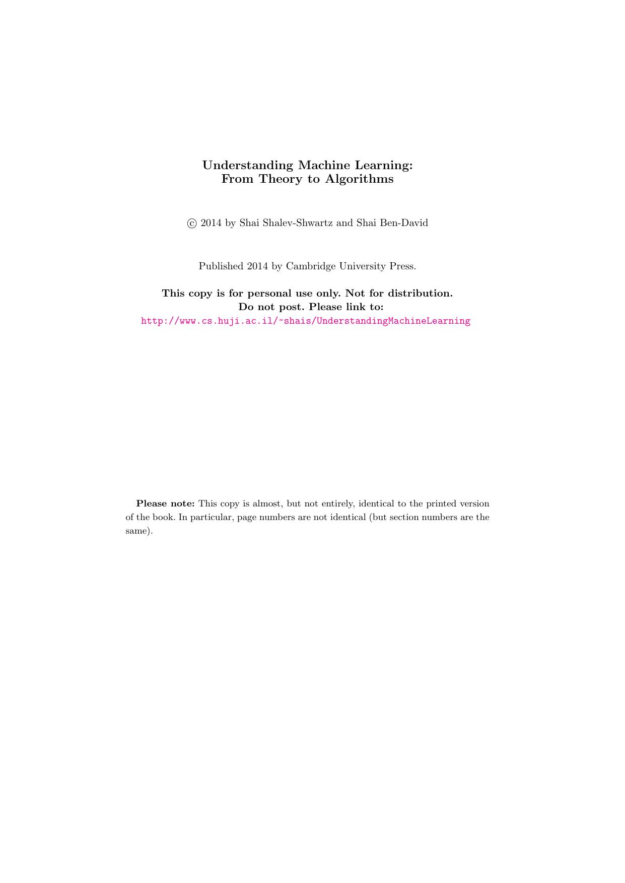 Understanding Machine Learning